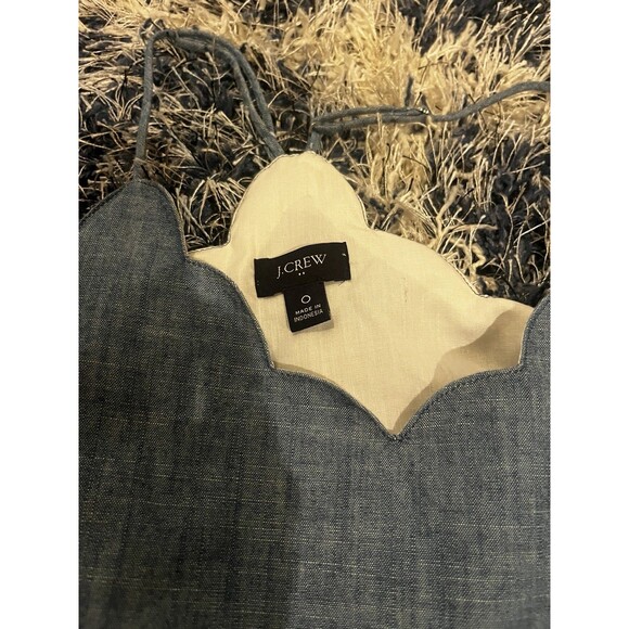 J.Crew Scalloped Camisole Top Size 0 Chambray Blue Adjustable Strap Tank - Picture 5 of 12